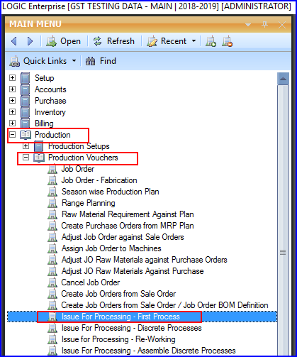 Issue For Processing - First Process